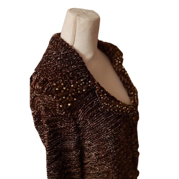 BCBG MAXAZERIA brown sweater cardigan size XL‎ gold buttons embellishment - Picture 2 of 8